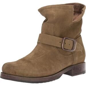 Frye Veronica Moto Boot Brushed Leather Short Shaft Tan Size 7.5